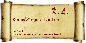 Kormányos Larion névjegykártya