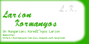 larion kormanyos business card